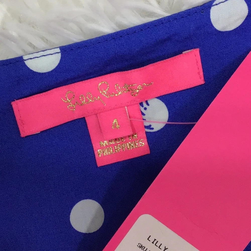 Lilly Pulitzer Kara blue polka dot wrap top 4 NWT - Picture 9 of 12